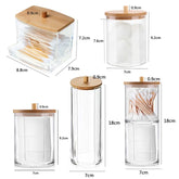 ELMAS Cotton Swab Organizer Bamboo Cover Acrylic Box - Al Masam Stationery LLC